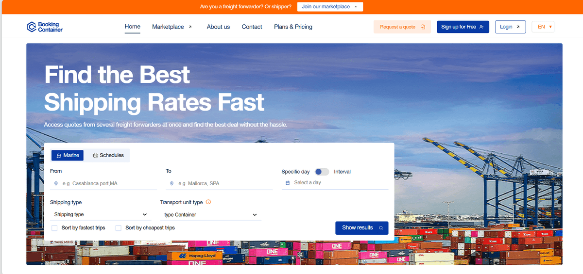 Booking-Container Screenshot 1