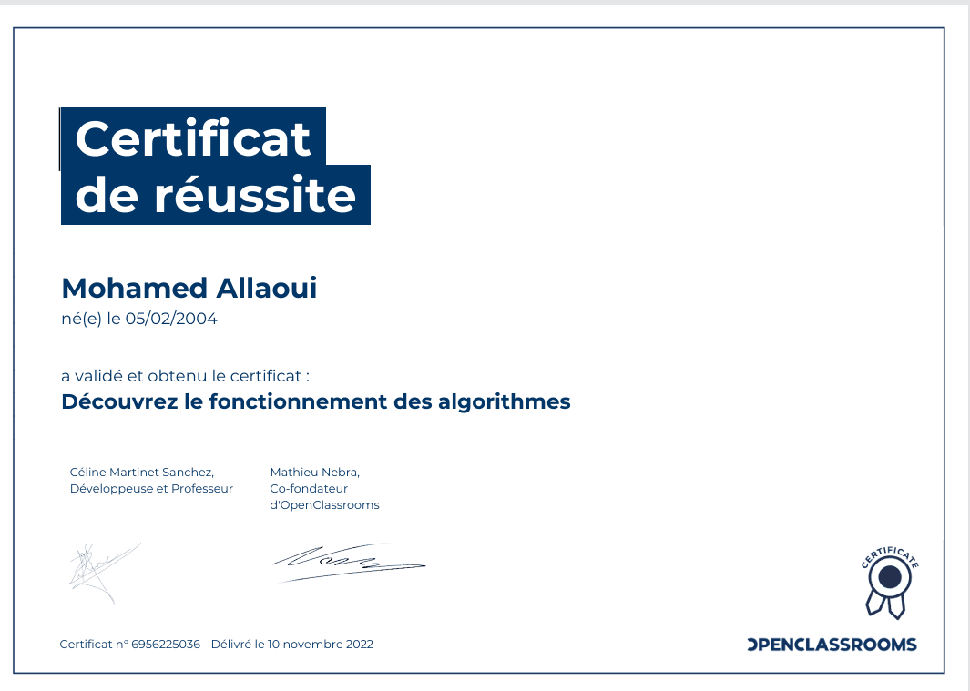 Algorithms Certification