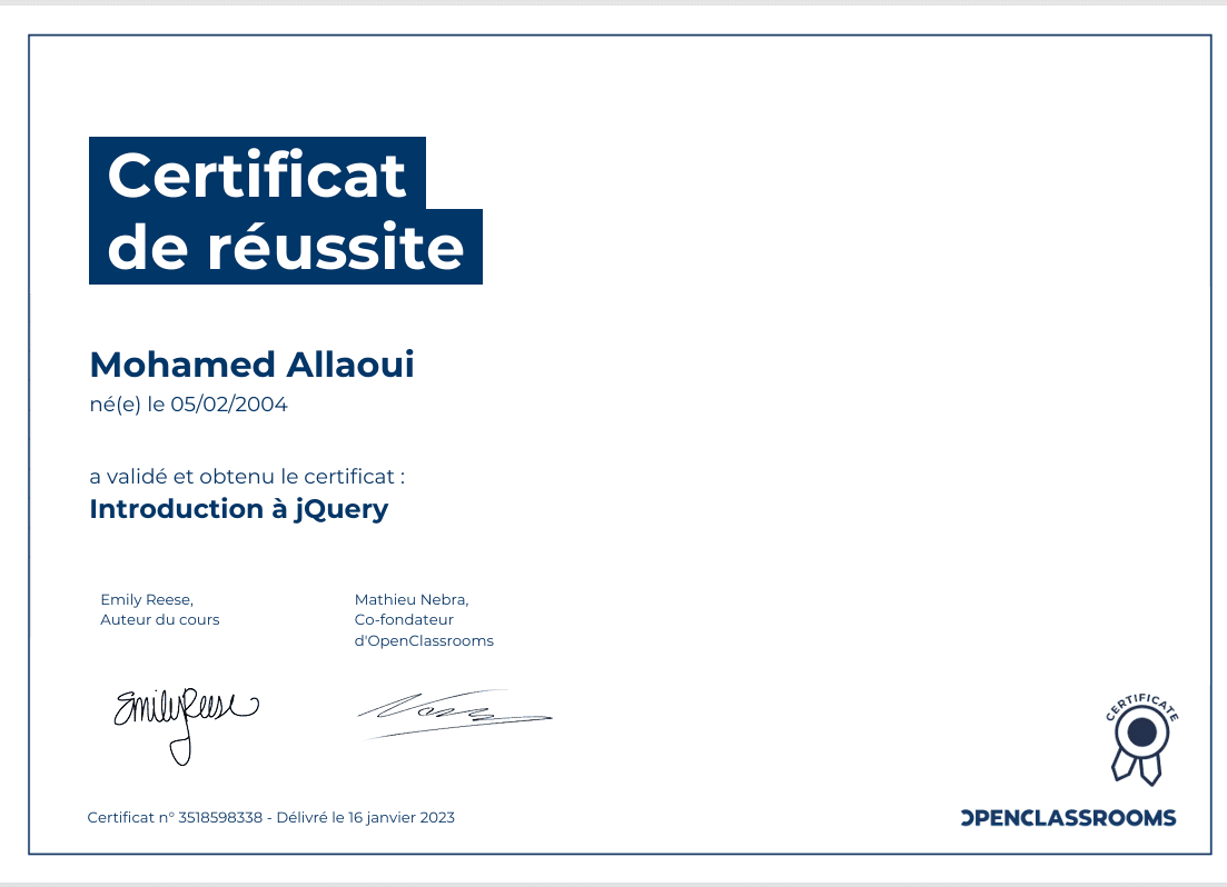 JQuery Certification