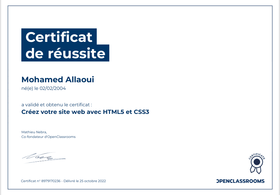 Html and Css Certification
